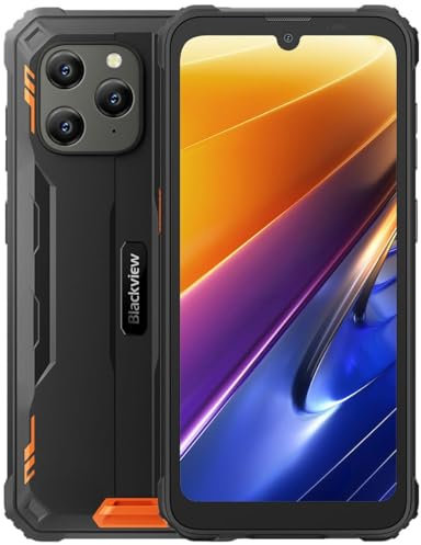Blackview Outdoor Handy Ohne Vertrag BV5300 Plus, 16GB+128GB(1TB Erweiterung), 13MP+8MP, 3 Kartensteckplätze, Android 13 DUAL SIM IP68 Wasserdichtes Smartphone, 6,1'' HD+, 6580mAh Akku, NFC Orange