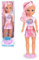 Nancy Shine - Bambola con capelli lunghi con meches rosa, gonna rosa metallizzata, top bianco e scarpe abbinate, per bambine/I da 3 anni, Famosa NAC70210