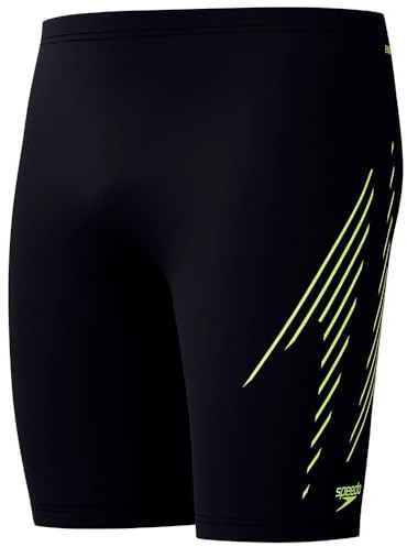 Speedo Herren Hyperboom Placement Schwimmhose | Schwimmtraining | Fitness | Chlorbeständig Hyper Yellow/Cobalt/Emerald 32