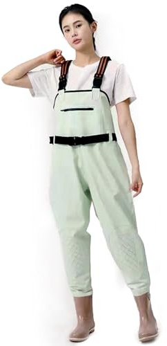 BALAMLB Angelhosen Für Damen,Wathose, Anglerhose,Wathosen Matschhose,Teichhose, Fischteich Anglerhos,Kniepolster,wasserdichte,Atmungsaktive,Strapazierfähige Hosenträger,Für Bauernhöfe D,39