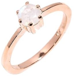 Sterling Silber Ring für Frauen Männer, Ring mit Stein natürlicher Mondstein Ring Ehering Verlobungsring handgefertigt Verlobungsring R-046-24-9½Roségold