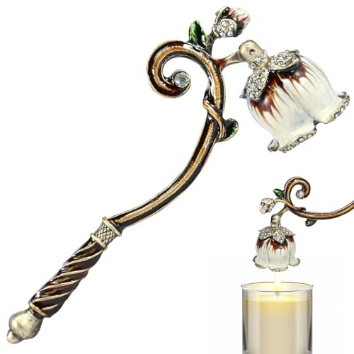 Candle Snuffer Safe Candle Extinguisher with Long Handle, Elegant Decorative Candlesnuffer for All Candles, Metal Candle Stopper Vintage Candlesnuffer Tool for Putting Out Candle Wick Flame Safely