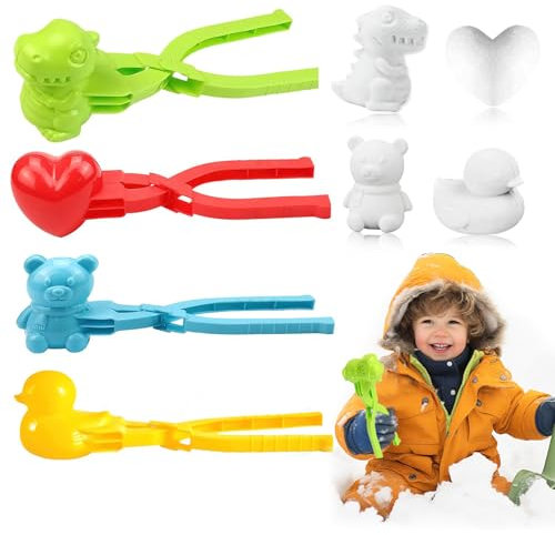 4 Piezas Fabricante de Bolas de Nieve, dellyy niños Clip de Bola de Nieve, Pinzas para Hacer Bolas de Nieve, Juguetes Snowball Maker, Molde Hacer Bolas Nieve para actividade Aire Libre y Juegos Playa