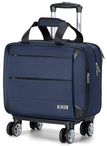Lekeinchi Laptoptasche für Damen mit 4 Rädern, wasserdicht, Softside-Kabinengepäck mit spezieller Laptophülle, Geschäfts- und Reisehandgepäck, blau, M, Laptoptasche zum Rollen