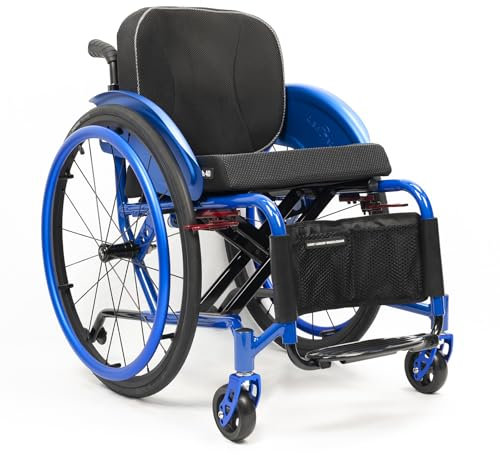 Tragbarer Klapprollstuhl,Sportrollstuhl, Leichtgewicht-Rollstuhl aus Aluminiumlegierung, Selbstangetriebener Rollstuhl mit schwingende Beinstütze,Premium Transportrollstuhl(Seat width 42cm/16.5in,D)