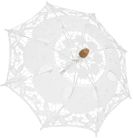 CALLARON bestickter Regenschirm wedding decoration Lace Regenschirm gotischer Braut Brautjungfernroben Spitzenschirm Spitze Baumwolle Bambus Beige