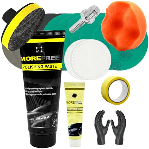 MORE FREE-Kit Pulir Faros Coche,Kit de Pulido de Faros de Automóviles,pulir Faros Coche para Restauración Faros Turbios, Restaurador de Faros amarillentos o Desgastados