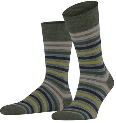 FALKE Herren Socken Tinted Stripe M So Wolle Baumwolle gemustert 1 Paar, Blau Smoke Blue 6333, 43-46