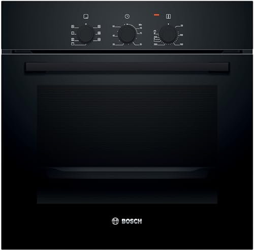 Bosch HBF011BA2 Serie 2, Forno da incasso, Aria Calda 3D: Cottura uniforme fino a 3 livelli, 3 manopole, Nero, 60 x 60 cm