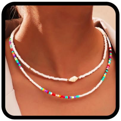 Handcess Bunte Boho-Perlenkette für Damen