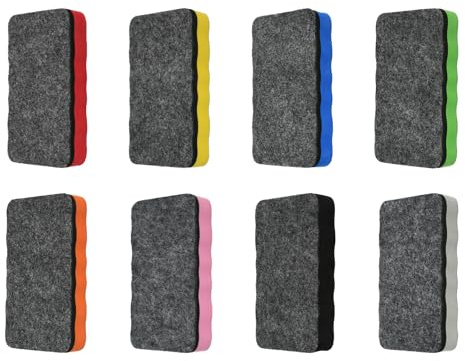 Homirty 8 Gomme Magnetiche per Lavagna Bianca – Gomma per Lavagna Magnetica, 10.5x5.5x2cm, 8 Colori, per Casa, Ufficio & Scuola