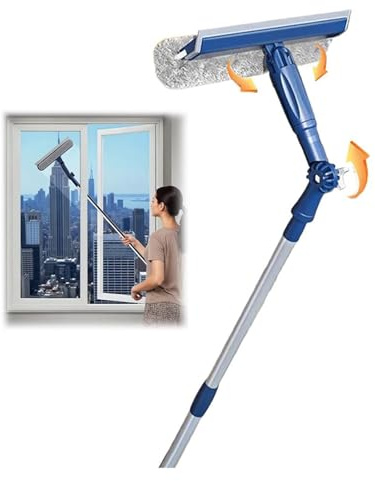 Fensterreinigungsausrüstung, Teleskop Fensterreiniger, 1M Langer Griff Ausziehbarer Fensterreiniger, Fensterabzieher Scrubber, Professionelle Fensterwischer Glasreinigungswerkzeuge für hohe