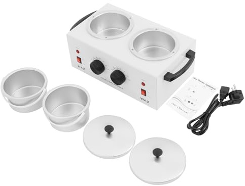 Elektrische Doppelter Wachswärmer 400ml × 2, 0-100℃ Temperaturregelung,240V-Heizmaschine zur Haarentfernung Doppeltopf-Wachserhitzungsmaschi Elektrische Heißwachs-Töpfe Haarentfernung Wachswärmer