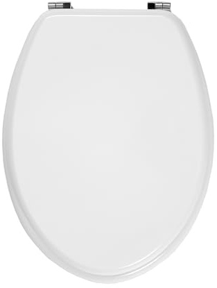 Copriwater Elisse Ideal Standard Dedicato Bianco In Legno Rivestito Resina | Sedile WC Compatibile Vaso Ideal Standard Elisse | Con Paracolpi Antiscivolo E Cerniere In Ottone Cromato Incluse