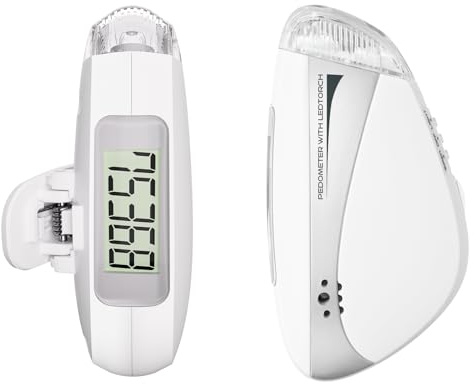 Mini Step Counter for Walking, Simple Step Counter with LED Flashlight & 110dB Personal Alarm for Women, Accurate Fitness Tracker for Women, Men, Seniors