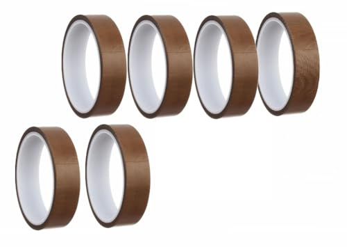 DRW PTFE Teflonband, temperaturbeständig, braun, 6 Stück, 13 mm x 10 m