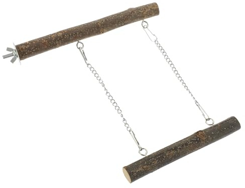 FUTUREORYY Vogelspielzeug Holz Schaukel für Wellensittiche und Papageien Stabiles Vogel klettersitzgestell Natürlicher Holzvogelstand für Kleine Vögel Wie Nymphensittiche und Kanarienvögel