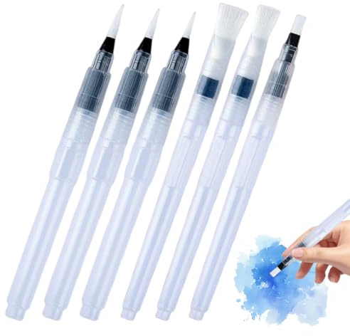 HABNI 6 Pezzi Pennelli con Serbatoio,Water Brushen,Pennarelli Ad Acqua 12/15/19CM, Colorare, Dipingere,Versatili Pennelli Per Acquerelli Per Adulti, Dambini, Artisti e Amanti Della Pittura