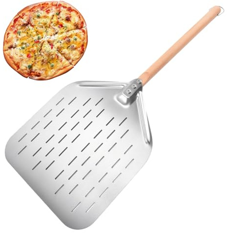 SPORWAY Pizzaschieber Edelstahl, Pizzaschaufel mit Abnehmbaren Griff, Profi Pizza Schieber für Gasgrill, Grill & Backofen zum Einfachen Verstauen für Große Pizza - 40 x 30cm (Edelstahl, 1)