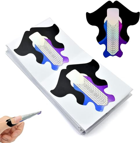 KALUROIL 100 Plantillas de uñas Autoadhesivas, fáciles de Usar, extensión y Arte de uñas, Ideal para Principiantes y Profesionales, 100 Unidades, Color Negro