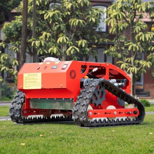 Cortacésped portátil con control remoto con ruedas de oruga, diseño autopropulsado todo terreno, altura de corte ajustable de 0 a 10.2 pulgadas, rango remoto de 1600 pies