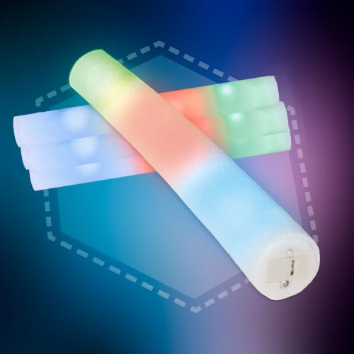 Pack de 50 Palos LED RGB de GomaEspuma – Varitas Luminosas de Gomaespuma con 3 Modos de Iluminación, Sticks de Luz para Bodas, Conciertos, Festivales y Cumpleaños - Autonomía 8 horas - 35 cm