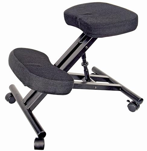 BURI Kniestuhl höhenverstellbar 50-65cm Bürostuhl Schreibtischstuhl Computerstuhl Gesundheitsstuhl Hocker zum Hinknien Sitzhocker Metallgestell Ergonomic Kneeling Chair gepolstert mit Rollen schwarz