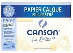 CANSON 200017155 - Papel milimetrado, transparente, DIN A4, 70/75 g/m²
