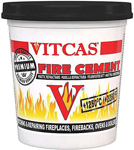 VITCAS Cemento refrattario Nero da 1 kg, Eccellente adesione, converte in Roccia, rattoppatura, Riparazione, camini, stufe, caldaie, Facile da Usare, Tenuta ermetica, Tempo di Riparazione rapido