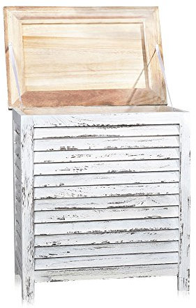 Melko Wäschebox im Shabby Chic in weiß 48 cm x 30 cm x 48 cm (H x B x L)