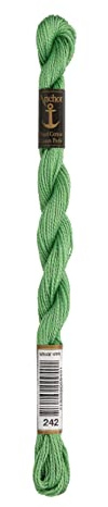 Anchor Perlgarn Stärke 5 4585000-00242 resedagrün Stickgarn, 100 % Baumwolle, 5g Strängchen