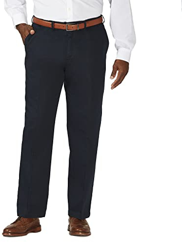 Haggar herr Work to Weekend No Iron Flat Front Pant Reg. och stora och höga storlekar, Mörk marinblå, 38W x 32L