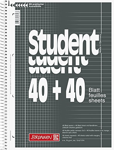Collegeblock DUO/Schreibblock + Rechenblock Brunnen 40 + 40 Blatt/kariert + liniert- A4