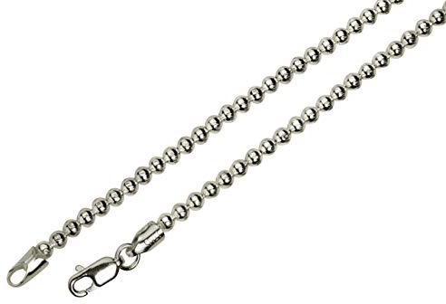 SILBERMOOS Damen Kugelkette massiv diamantiert formstabil 3 mm stark Qualitätskette aus Italien 925 Sterling Silber 45 50 cm