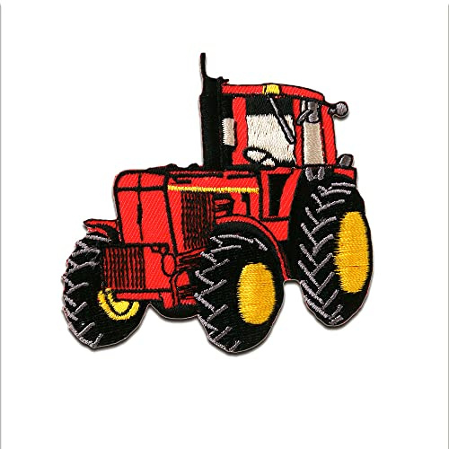 Mono-Quick Traktor Aufnäher zum Aufbügeln 7,3 x 7,5 cm Bügelbild für Kinder mit Bauernhof Baustelle Action Spielspaß, Bügelpatch Patches Bügelflicken Kindergeburtstag