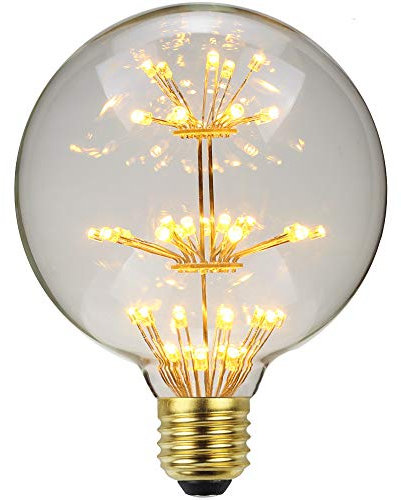 TIANFAN Bombilla Led Vintage RGB Fuegos Artificiales Edison Bombilla 3W 220/240V E27 Decorativa (G95)