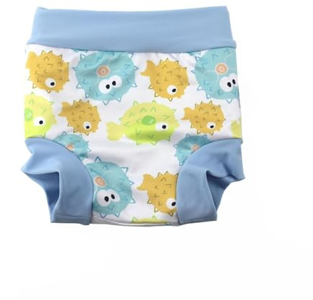 BabyPreg Badbyxor med blöjskydd för baby och barn Badshorts med hög midja som skyddar magen (Ljusblå, 3-5 år)