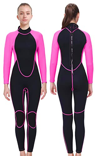 REALON Women's Mens Full Wetsuit 2mm Neoprene Back Zipper Swimming Surfing Diving Snorkeling Wet Suits Cold Water Long Sleeve Thermal Swimsuit
