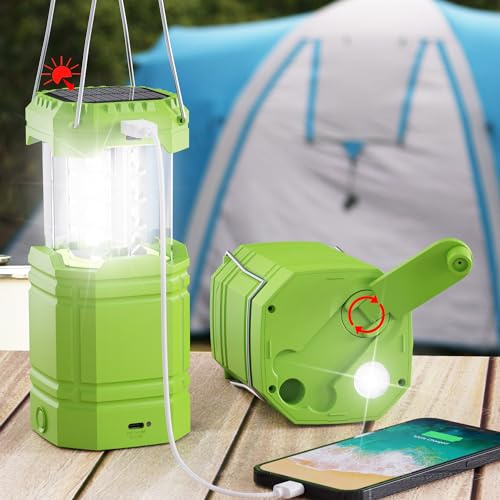 Electric Camping Lantern for Emergency, 3000mAh Solar Hand Crank Lantern