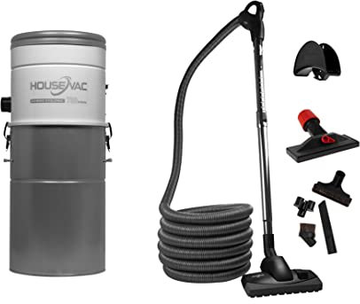HouseVac Aspiradora Central HV-700ST-35H + Kit de Accesorios de Limpieza Premium de 10.5m |Aspiración 700 AirWatts |Motor Ametek de 1700 W |2 turbinas |Soft Start/Stop |Filtrado ciclónico híbrido