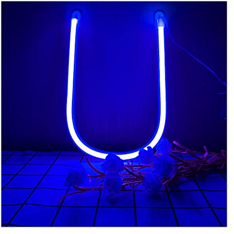 ENUOLI LED Neon Light Letter U Alphabet Neon Art Light Battery/USB Operated LED Marquee Letters Blue Neon Word Lights Decor Lamps Light up Lights for Christmas Gifts Birthday Wedding Party Anniversar