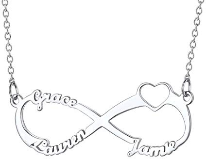SILVERCUTE Collier Femme Prénom Personnalisé en Argent Plaqué Or Pendentif 1/2/3 Noms Chaîne Fine Ajustable 40+5cm/1.5mm