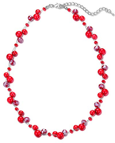 Bulinlin Damen Kristall Perlenkette Silber Boho Statement Choker Halskette für Frauen Modeschmuck Geburtstagsgeschenke