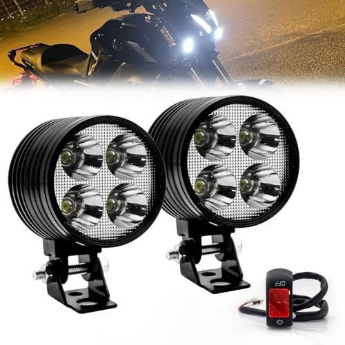 Biqing 2PCS 40W Faretti LED Moto Supplementari ,Luce per Bicicletta 12V 24V Moto Faro Fendinebbia 3 Modalità Luci per Bicicletta Faro Anteriore per Bicycle Motorcycle E-bike Scooter