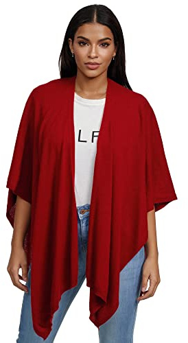 Glamexx24 Damen Poncho Schal Cashmere Feeling Strick Cape Frauen Poncho Cardigan XXL Umhängetuch für Frühling und Herbst Made in Italy