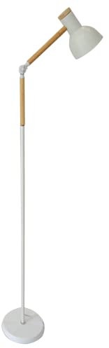 BEL AIR HOME - Lampada da Terra TEACHER - Design Moderno in Metallo e Legno - Ideale per Soggiorno, Camera da Letto, Ufficio - Portalampada E27 - Colore Bianco, Metallo