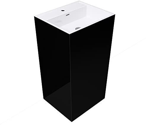 doporro freistehendes Waschbecken Standwaschbecken 50x42x90cm innnen weiß+außen schwarz, aus Gussmarmor Waschplatz Waschbecken Säule Standsäule Colossum34