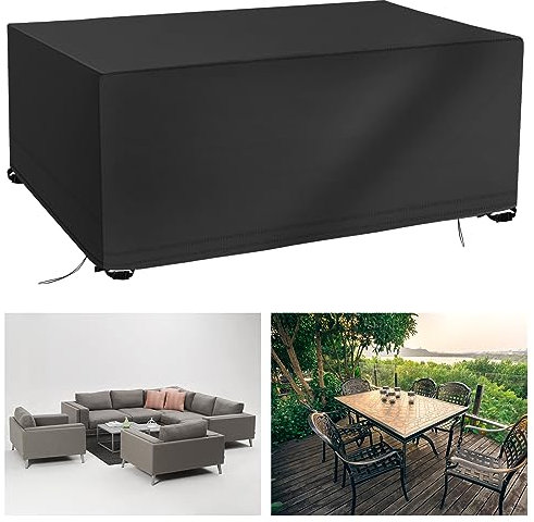 OFFCUP Copertura per Mobili da Giardino, Tavoli e Sedie da Cortile Raggi UV, Panno Oxford Impermeabile Copertura, Oxford Copertura Tavolo Sedie Esterno (180x120x74cm)