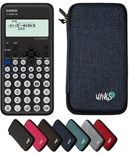 Casio fx-82DE CW ClassWiz inkl. WYNGS Schutztasche Blau - Wissenschaftlicher Taschenrechner - Basic Set