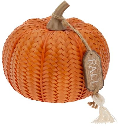 Boston International Kürbis-Dekor, Herbst- und Herbstdekorationen, 14 cm hoch, orangefarbenes strukturiertes Gewebe